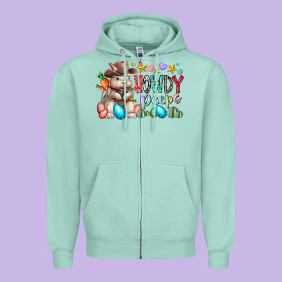 Howdy Peeps Zipper Hoodie Designed By Racoondesign