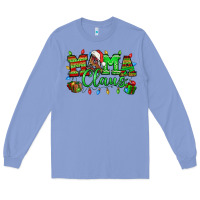 Colony Blue Mama claus christmas lights and gifts mother's day Long Sleeve Tee - HowdyJamesFarm