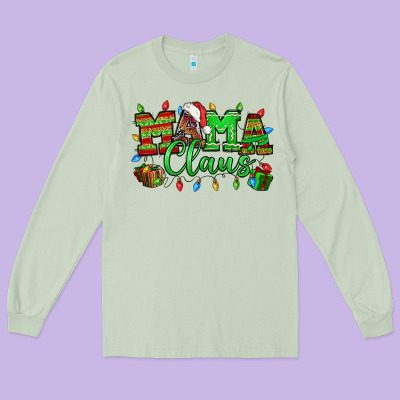 Mama Claus Christmas Lights And Gifts Mother's Day Long Sleeve Tee Designed By Howdyjamesfarm