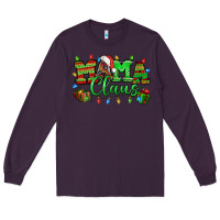 Plum Mama claus christmas lights and gifts mother's day Long Sleeve Tee - HowdyJamesFarm