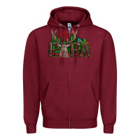 Burgundy Western Papa Deer Hunting Zipper Hoodie - LillyAllenDesigns