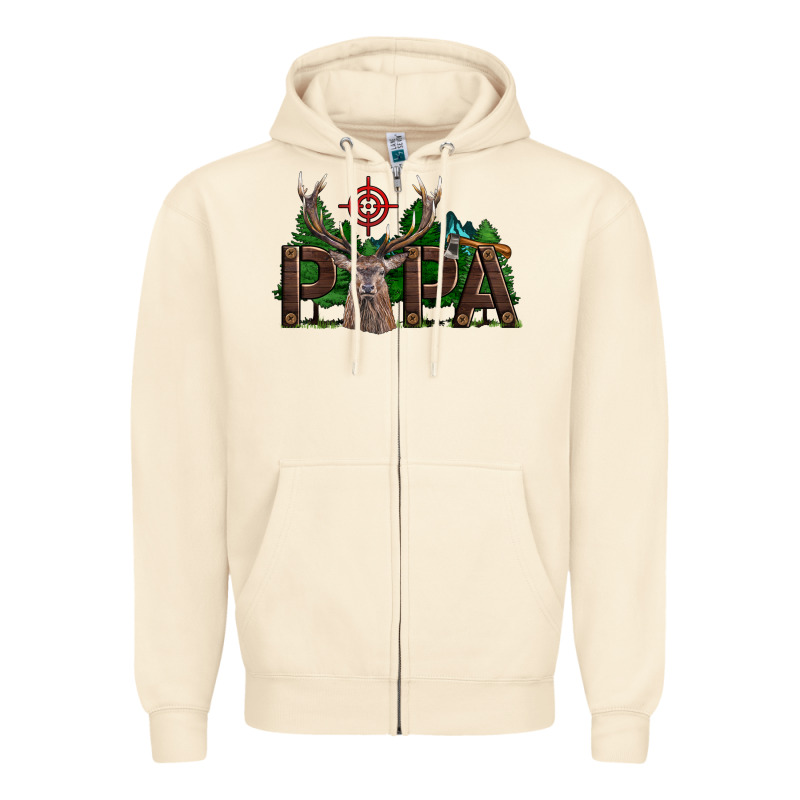 Western Papa Deer Hunting Zipper Hoodie by LillyAllenDesigns | Teevron