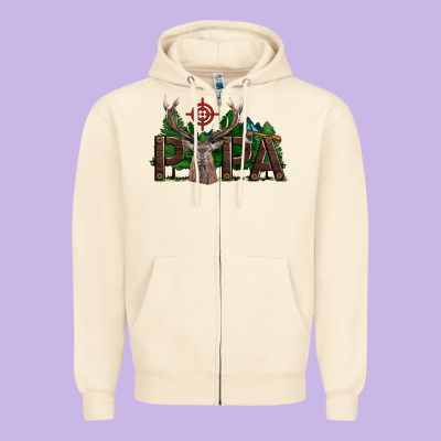 Western Papa Deer Hunting Zipper Hoodie Designed By Lillyallendesigns