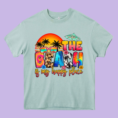 The Beach Is My Happy Place Heavy Core Tee Designed By Artiststas