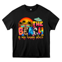 Black the beach is my happy place Heavy Core Tee - Artiststas