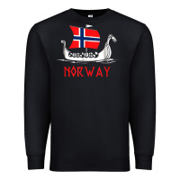 Black boat norwegian flag norway viking ship norway Premium Sweatshirt - FloraArt