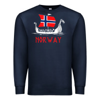 Navy boat norwegian flag norway viking ship norway Premium Sweatshirt - FloraArt