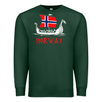 Sports Green boat norwegian flag norway viking ship norway Premium Sweatshirt - FloraArt
