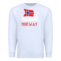 White boat norwegian flag norway viking ship norway Premium Sweatshirt - FloraArt