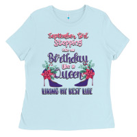 Womens September Girl Stepping Into My Birthday Ladies Tee | Teevron