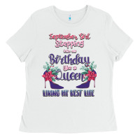 White Womens September Girl Stepping Into My Birthday Ladies Tee - Bettercallsaul