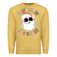 Antique Gold funny groovy stay merry and bright christmas santa claus t shirt Premium Sweatshirt - ArtMosaic
