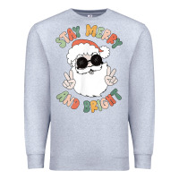 Heather Grey funny groovy stay merry and bright christmas santa claus t shirt Premium Sweatshirt - ArtMosaic
