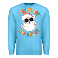 Ocean Blue funny groovy stay merry and bright christmas santa claus t shirt Premium Sweatshirt - ArtMosaic