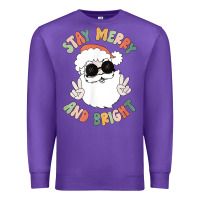 Purple funny groovy stay merry and bright christmas santa claus t shirt Premium Sweatshirt - ArtMosaic