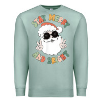 Seafoam funny groovy stay merry and bright christmas santa claus t shirt Premium Sweatshirt - ArtMosaic