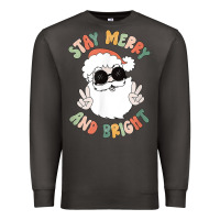 Funny Groovy Stay Merry And Bright Christmas Santa Claus T Shirt Premium Sweatshirt | Teevron