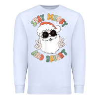 White funny groovy stay merry and bright christmas santa claus t shirt Premium Sweatshirt - ArtMosaic