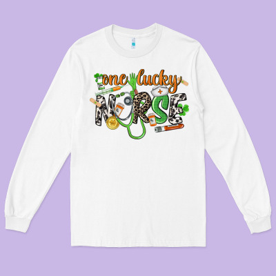 One Lucky Nurse St. Patrick's Day Long Sleeve Tee Designed By Cowgirlartshop