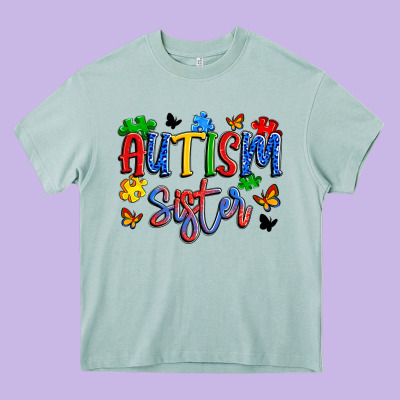 Autism Sister Heavy Core Tee Designed By Artiststas