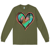 Army Green Feather Heart Long Sleeve Tee - Jasminsmagicworld