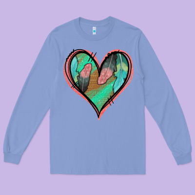 Feather Heart Long Sleeve Tee Designed By Jasminsmagicworld