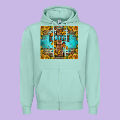 Western Faith Cross Butterfly Zipper Hoodie Designed By Lillyallendesigns