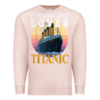 Pale Pink ship just a girl who loves titanic boat titanic girls woman t shirt Premium Sweatshirt - ArtMosaic