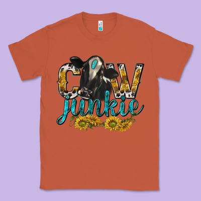 Cow Junkie With Cow Classic Tee Designed By Texasbilliewilder