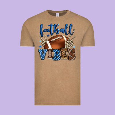 Football Vibes Blue And Grey Team Color Vintage Tee Designed By Howdyjamesfarm