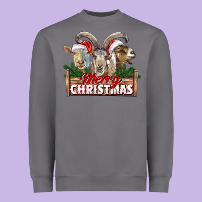 Merry Christmas Goats Heavyweight Sweatshirt Designed By Lillyallendesigns