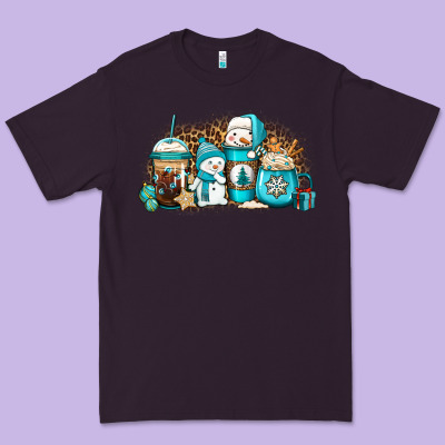 Winter Snowman Coffee Cups Premium Tee Designed By Jasminsmagicworld