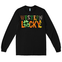 Black Western lucky with clover St. Patricks day Long Sleeve Tee - HowdyJamesFarm