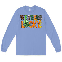 Colony Blue Western lucky with clover St. Patricks day Long Sleeve Tee - HowdyJamesFarm