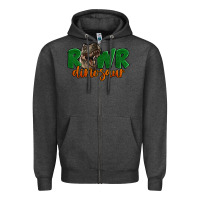 Charcoal Heather Rawr Dinosaur Zipper Hoodie - LillyAllenDesigns