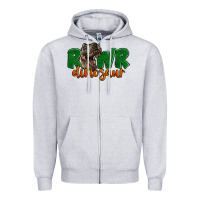 Heather Grey Rawr Dinosaur Zipper Hoodie - LillyAllenDesigns