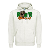 Oatmeal Heather Rawr Dinosaur Zipper Hoodie - LillyAllenDesigns
