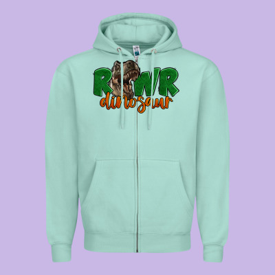 Rawr Dinosaur Zipper Hoodie Designed By Lillyallendesigns