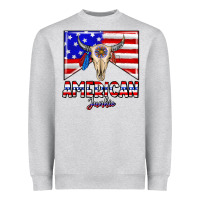 Heather Grey American junkie Heavyweight Sweatshirt - CowhideDigitalArt