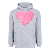 Heather Grey Valentines Pink Heart Heavyweight Hoodie - FloraArt