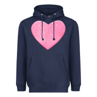 Navy Valentines Pink Heart Heavyweight Hoodie - FloraArt
