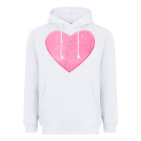 White Valentines Pink Heart Heavyweight Hoodie - FloraArt