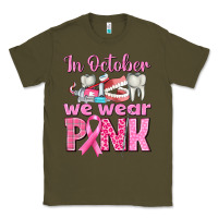Army Green In October We Wear Pink Breast Cancer Awareness Classic Tee - texasbilliewilder