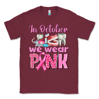 Burgundy In October We Wear Pink Breast Cancer Awareness Classic Tee - texasbilliewilder