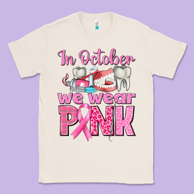 In October We Wear Pink Breast Cancer Awareness Classic Tee Designed By Texasbilliewilder