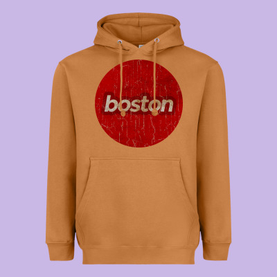Boston   Simple Red Circle Vintage Heavyweight Hoodie Designed By Floraart