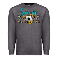 Charcoal Heather western leopard cowhide sunflowers  glitter mom soccer Premium Sweatshirt - Artiststas