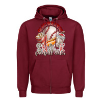 Burgundy i am just here for the snack baseball sister Zipper Hoodie - RacoonDesign