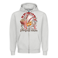 Dove Grey i am just here for the snack baseball sister Zipper Hoodie - RacoonDesign