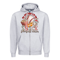 Heather Grey i am just here for the snack baseball sister Zipper Hoodie - RacoonDesign